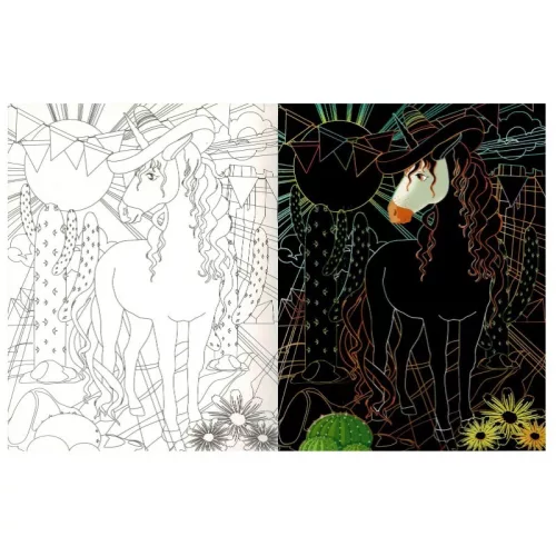 Rejtőzködő unikornisok - Kifestőfüzet kaparós és színezős oldalakkal