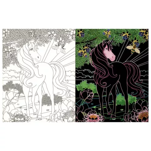 Rejtőzködő unikornisok 2. – Kifestőfüzet kaparós és színezős oldalakkal