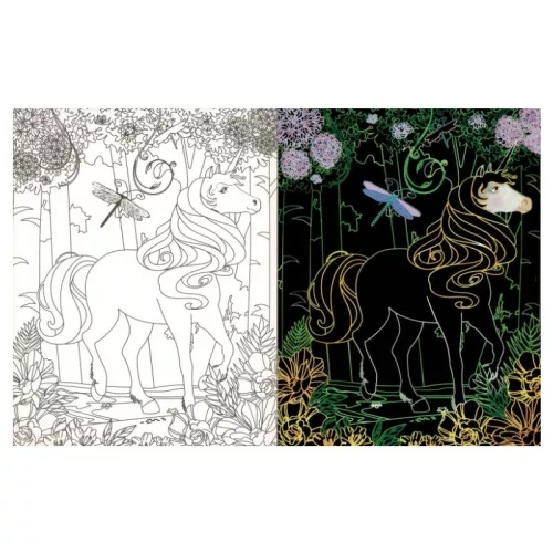 Rejtőzködő unikornisok 2. – Kifestőfüzet kaparós és színezős oldalakkal