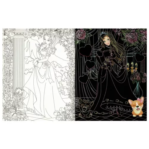 Rejtőzködő hercegnők – Kifestőfüzet kaparós és színezős oldalakkal