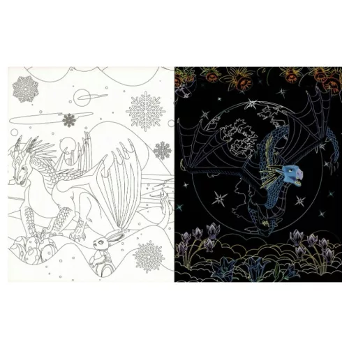 Rejtőzködő sárkányok – Kifestőfüzet kaparós és színezős oldalakkal