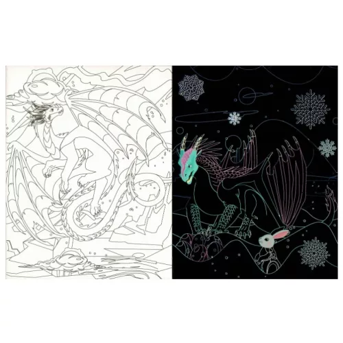 Rejtőzködő sárkányok – Kifestőfüzet kaparós és színezős oldalakkal