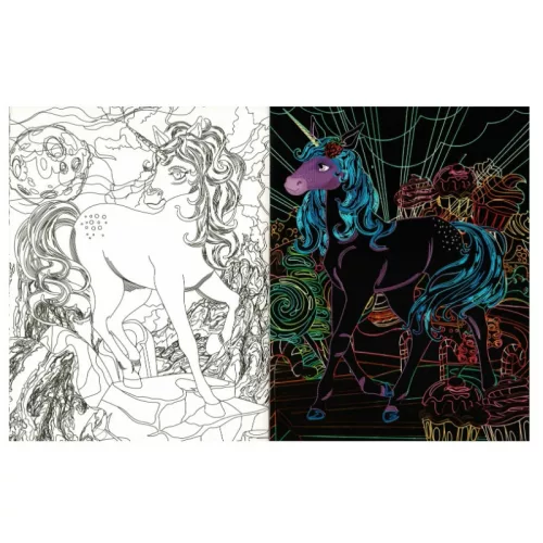 Rejtőzködő unikornisok 3. – Kifestőfüzet kaparós és színezős oldalakkal