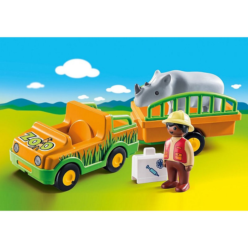 Playmobil 1-2-3 70182 Állatkerti autó orrszarvúval | Playmob