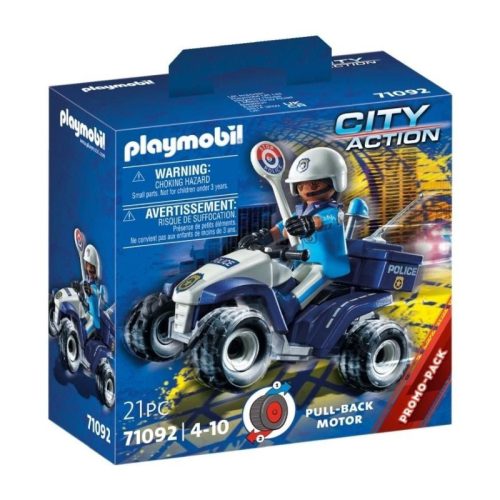 Playmobil City Action 71092 Rendőr speed quad hátrahúzható motorral