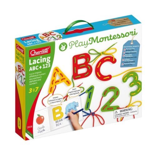 Quercetti Montessori - ABC+123 fejlesztő fűzős játék