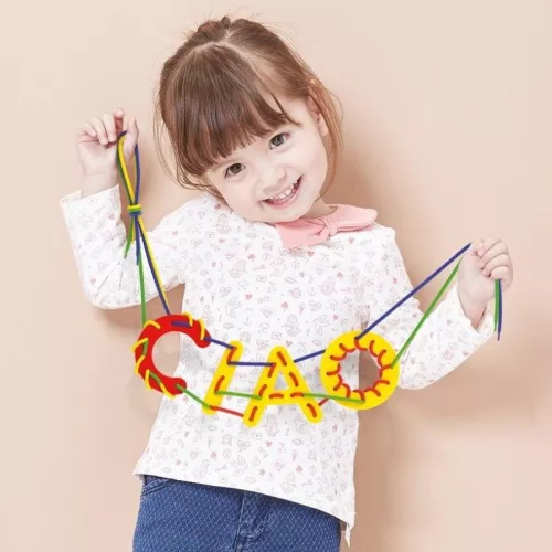 Quercetti Montessori ABC+123 fejlesztő fűzős játék