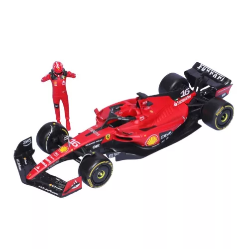 Bburago Ferrari SF-23 F1 versenyautó pilótával – Charles Leclerc #16 (1:24)