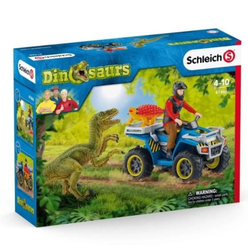 Schleich Dinosaurs 41466 Menekülés a quaddal a velociraptor elől játékszett