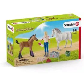 Schleich Farm World 42486 Orvoslátogatás kancánál és csikónál játékszett