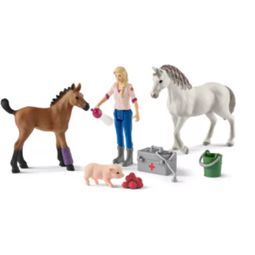 Schleich Farm World 42486 Orvoslátogatás kancánál és csikónál játékszett