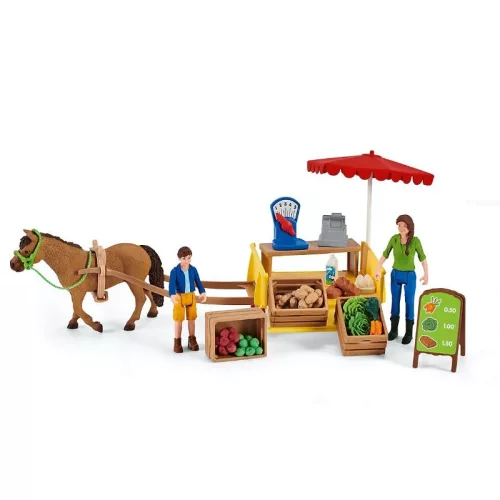 Schleich Farm World 42528 mobil piaci stand játékszett