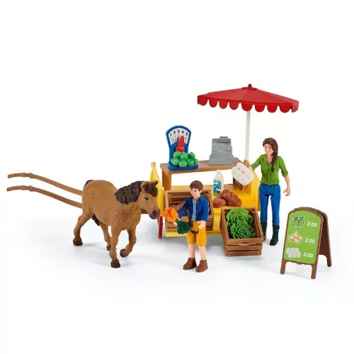 Schleich Farm World 42528 mobil piaci stand játékszett