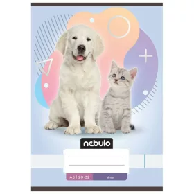Nebulo A/5 sima füzet – Állatos minták Kutya és macska (20-32)