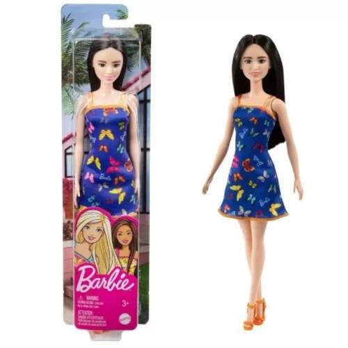 Chic Barbie játékbaba – Fekete hajú Barbie baba kék pillangós ruhában