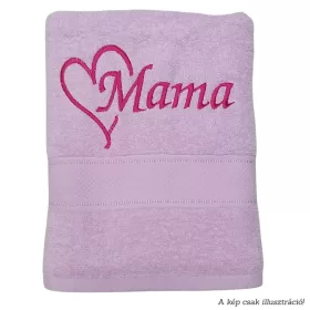 Hímzett törölköző Mama felirattal (szív formával)