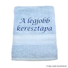 Hímzett törölköző „A legjobb keresztapa" felirattal