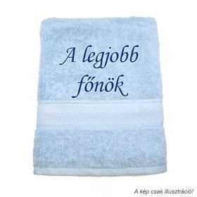 Hímzett törölköző „A legjobb főnök" felirattal