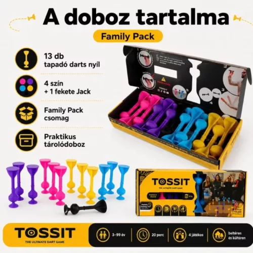 Tossit Family Pack – Tapadós darts játék, 13 darabos készlet