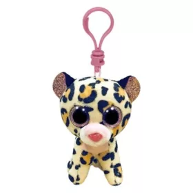 Beanie Boos Livvie barna-rózsaszín leopárd plüss kulcstartó (8,5 cm)