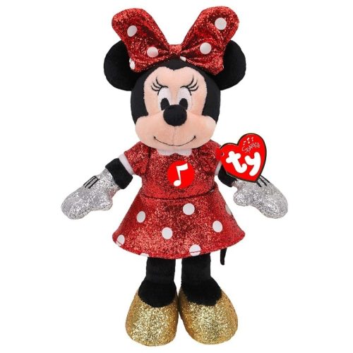 Beanie Babies Mickey és Minnie - Minnie egér csillogó plüssfigura hanggal (20 cm)