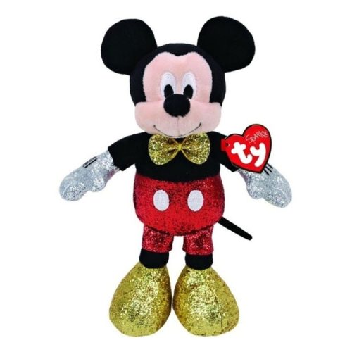 Ty Beanie Babies Mickey és Minnie - Mickey egér csillogó plüssfigura hanggal (25 cm)