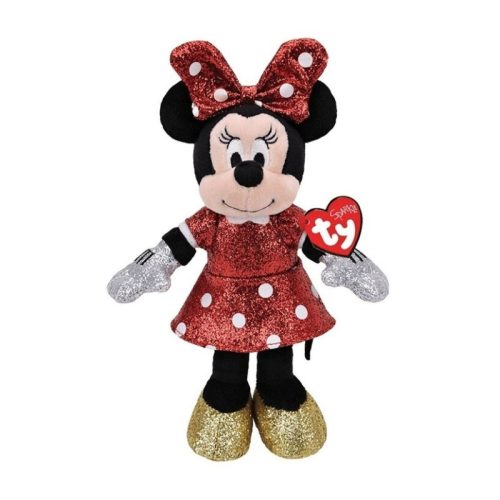 Ty Beanie Babies Mickey és Minnie - Minnie egér csillogó plüssfigura hanggal (25 cm)