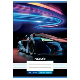 Nebulo A/5 vonalas füzet – Vagány minták Autós (14-32, 1. osztály)