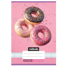 Nebulo Füzet A5 vonalas - Cuki minták Fánkos (16-32, 2. osztály)