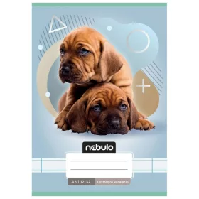 Nebulo A/5 vonalas füzet – Állatos minták Kutya (12-32, 3. osztály)