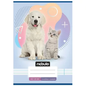 Nebulo A/5 vonalas füzet – Állatos minták Kutya (21-32, 4. osztály)